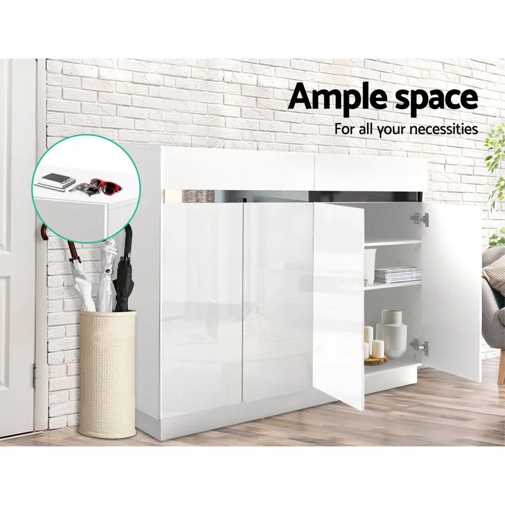 120cm Shoe Cabinet Storage Rack High Gloss Front White