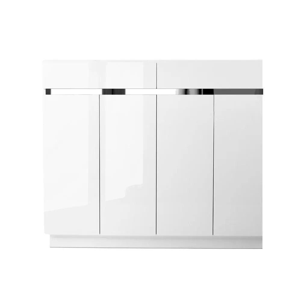 120cm Shoe Cabinet Storage Rack High Gloss Front White