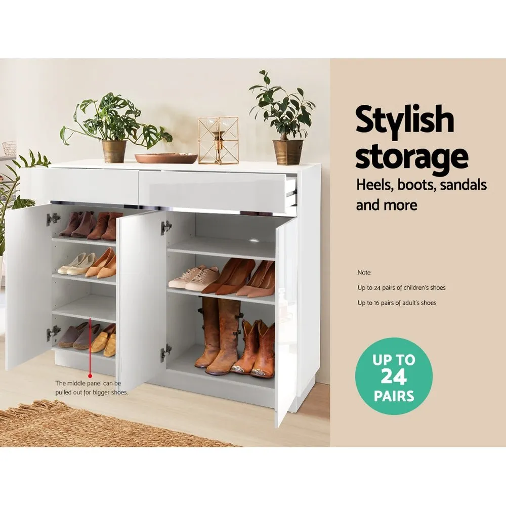 120cm Shoe Cabinet Storage Rack High Gloss Front White