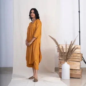 Akiso Gold V Neck Full Pleated Kurta With Palazzo (Set of 2)