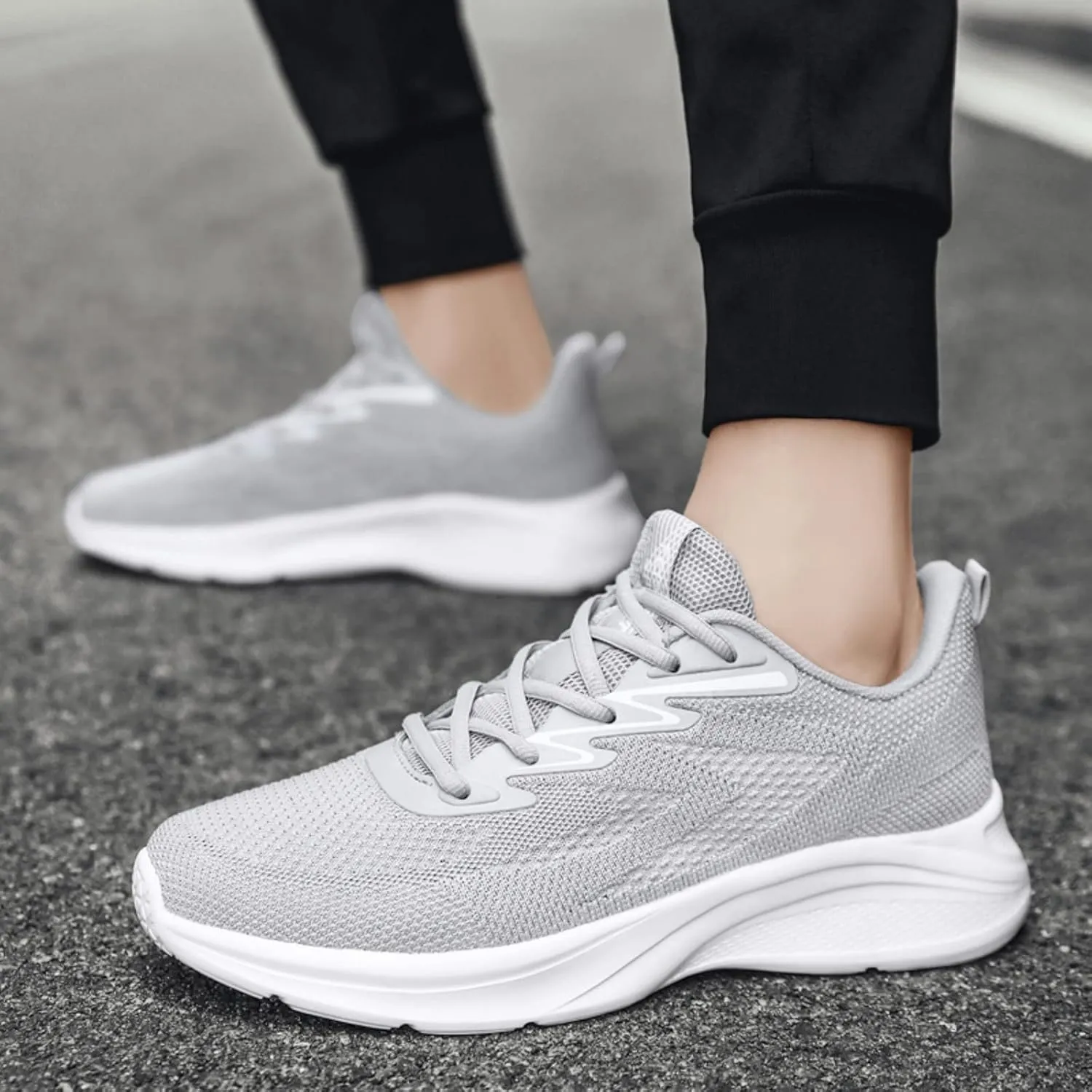 Arch Support Fitness Sneaker for Men Lace Up Comfortable Light-Weight Shoe Memory Foam Versatile Shoes for Men