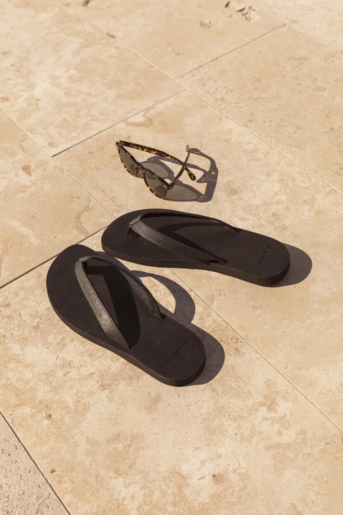 Black Saffiano Leather Flip-flops