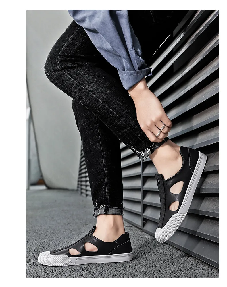 Calfskin Luxury Designer Summer Men Sandals Genuine Leather