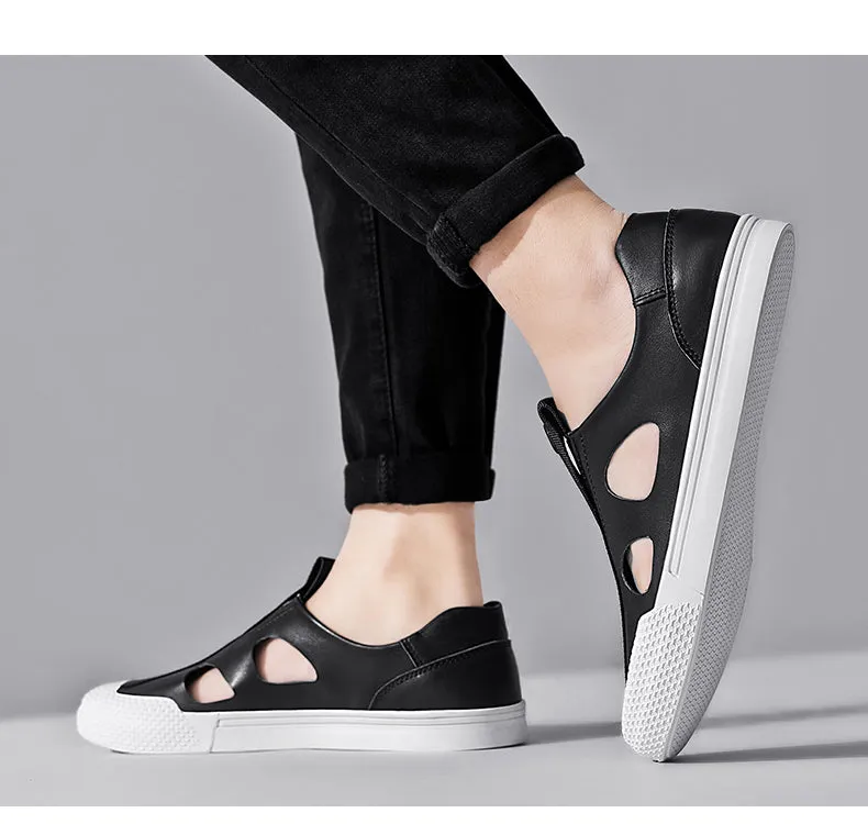 Calfskin Luxury Designer Summer Men Sandals Genuine Leather