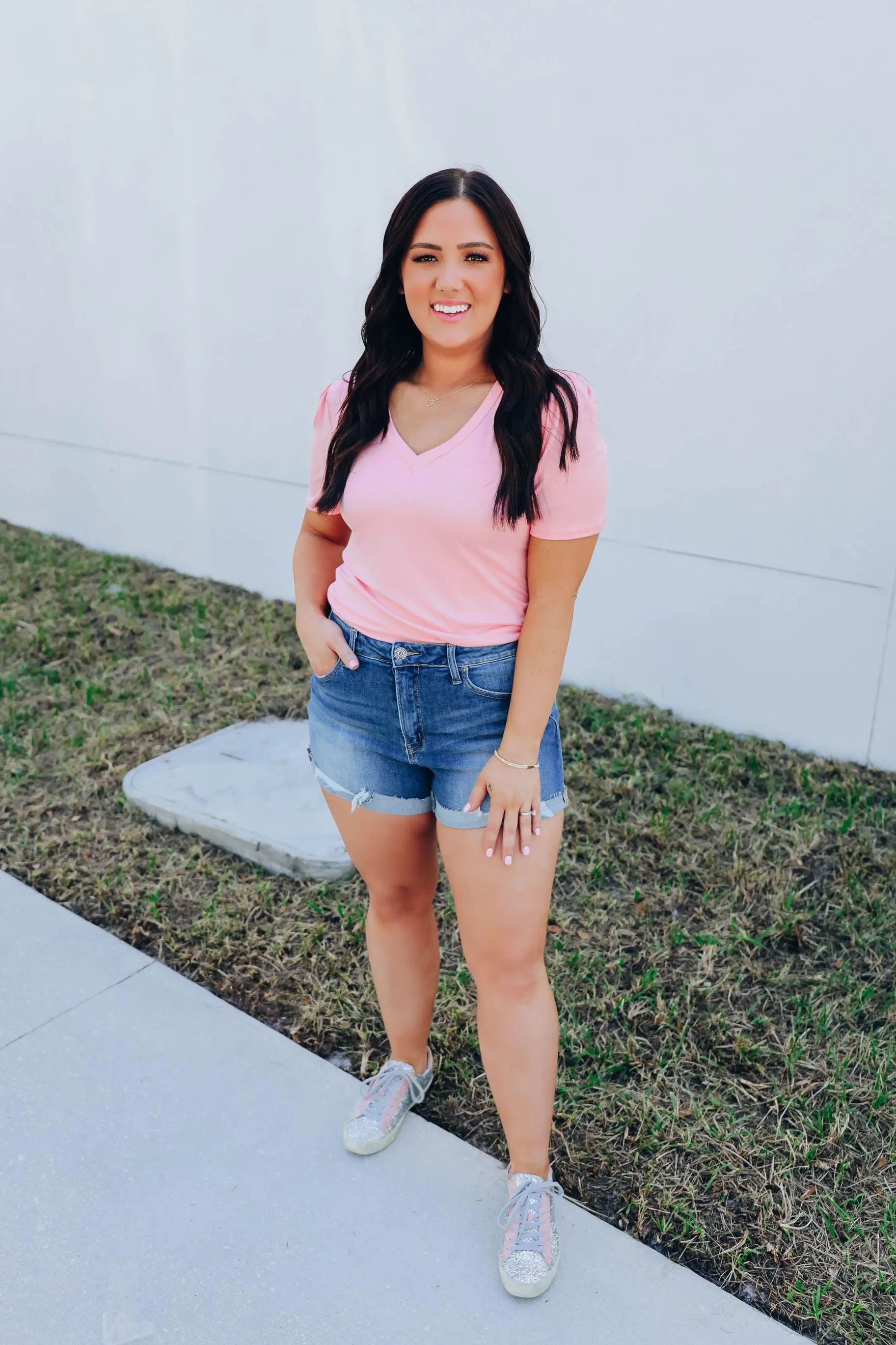 Calida Classic V-Neck Tee - Peach
