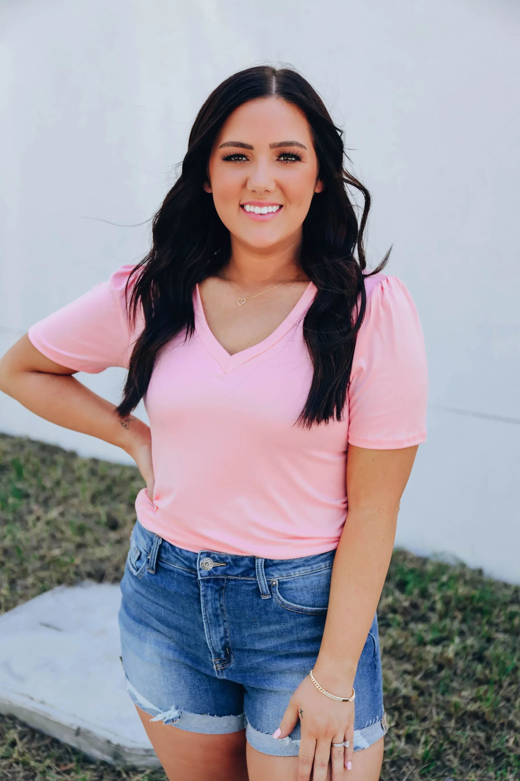 Calida Classic V-Neck Tee - Peach