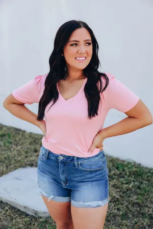 Calida Classic V-Neck Tee - Peach