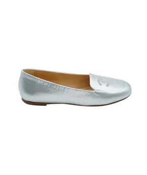 Chanel Silver Loafters with box size 39.5 - AWC2225