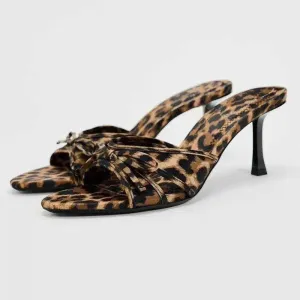 Chic Leopard Bow Kitten Heels