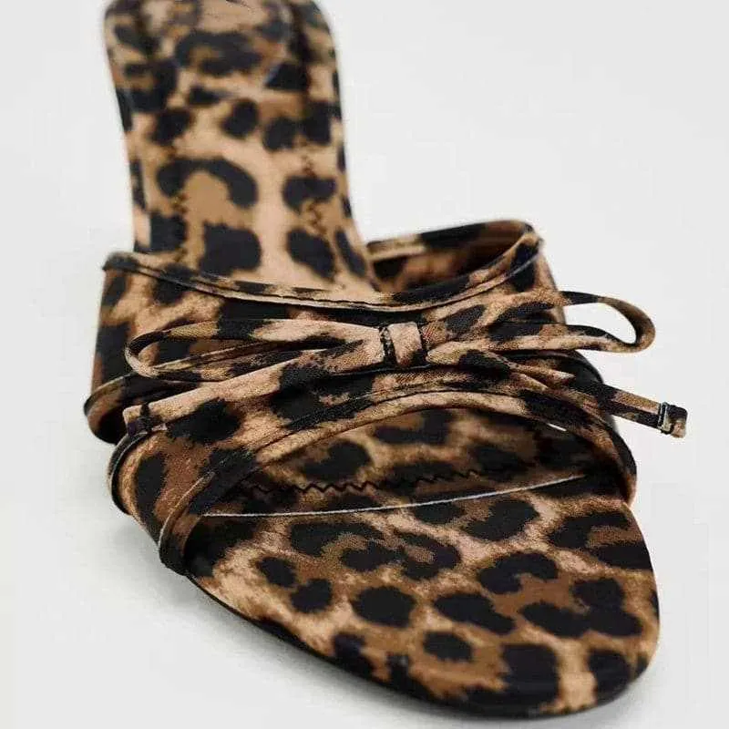 Chic Leopard Bow Kitten Heels