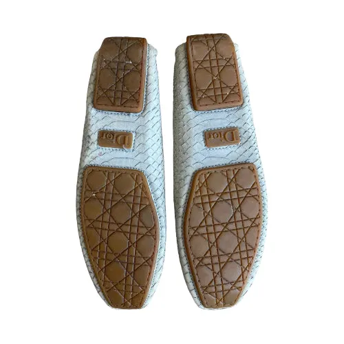 CHRISTIAN DIOR Cream & Purple Python Leather CD Logo Loafers, Size 40