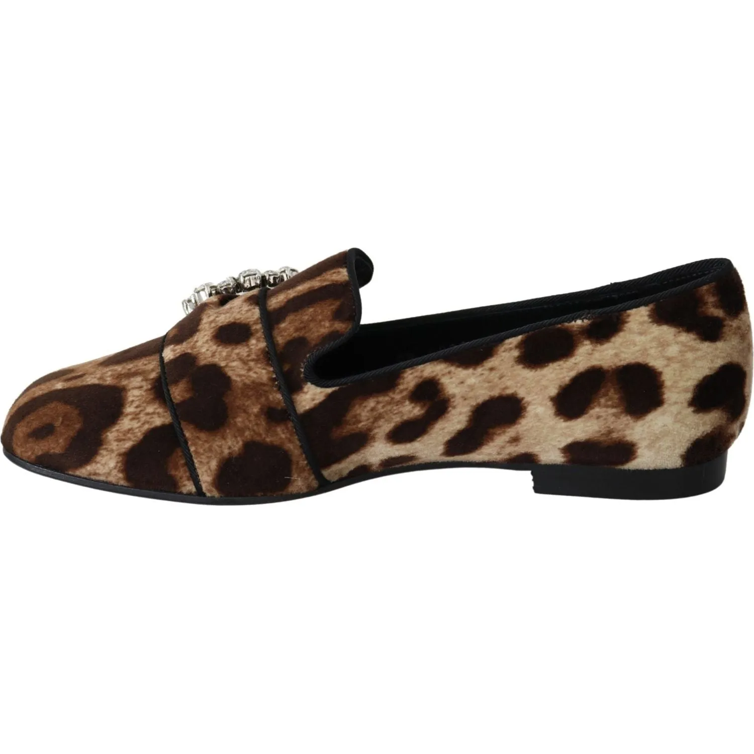 Dolce & Gabbana Leopard Print Crystal Embellished Loafers