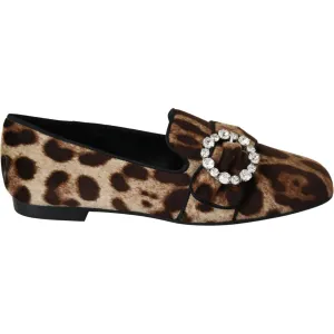 Dolce & Gabbana Leopard Print Crystal Embellished Loafers