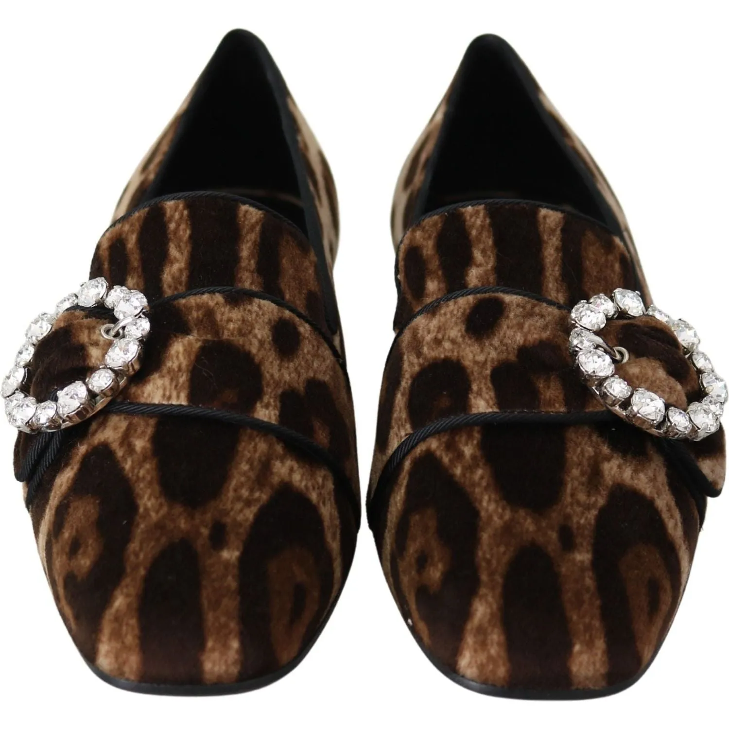 Dolce & Gabbana Leopard Print Crystal Embellished Loafers