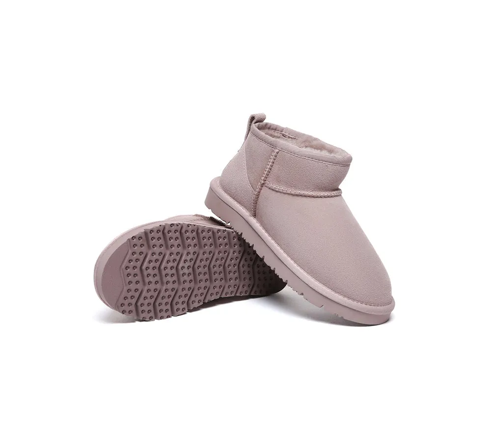 Double Faced Sheepskin Wool Ankle Mini Boots Jade
