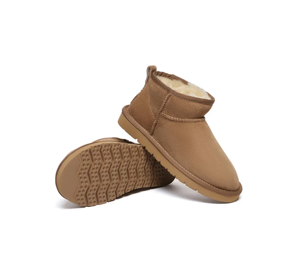 Double Faced Sheepskin Wool Ankle Mini Boots Jade