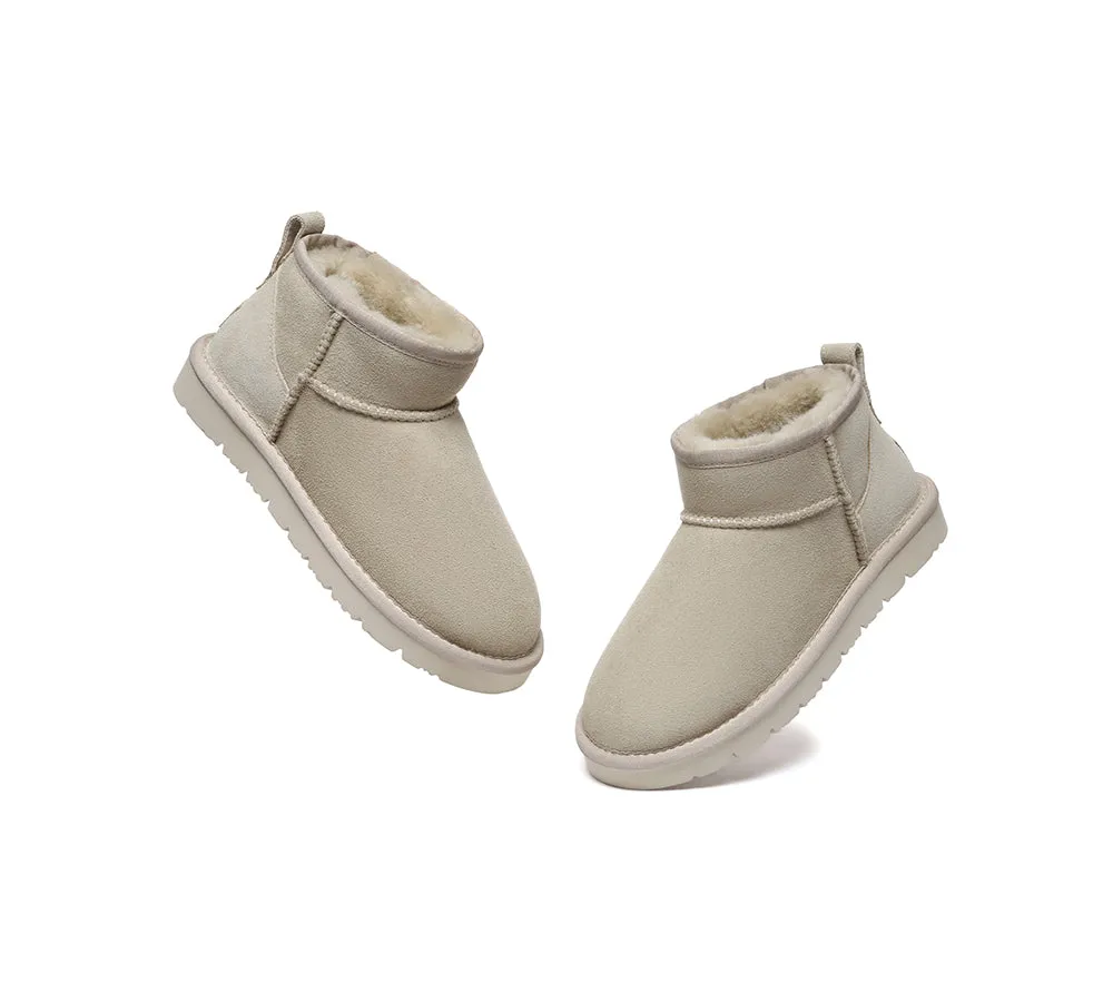 Double Faced Sheepskin Wool Ankle Mini Boots Jade