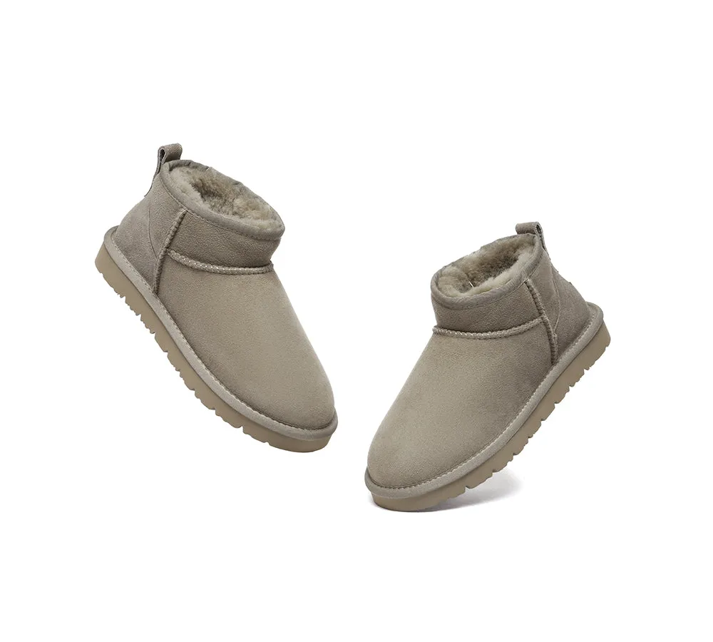 Double Faced Sheepskin Wool Ankle Mini Boots Jade