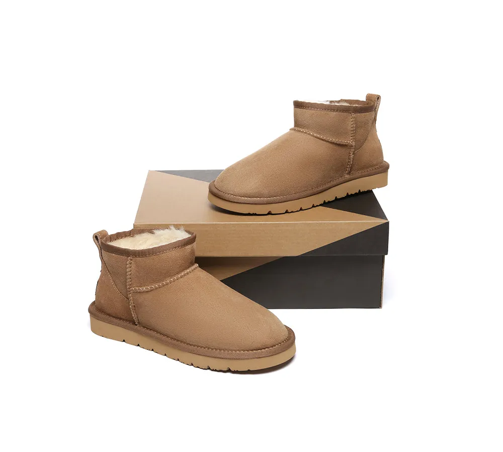 Double Faced Sheepskin Wool Ankle Mini Boots Jade