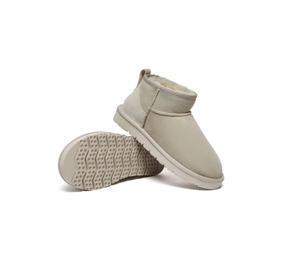 Double Faced Sheepskin Wool Ankle Mini Boots Jade