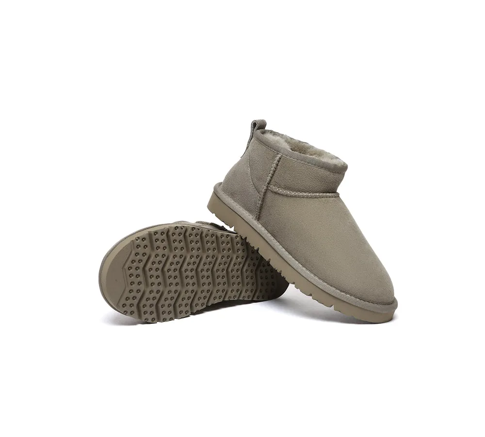 Double Faced Sheepskin Wool Ankle Mini Boots Jade
