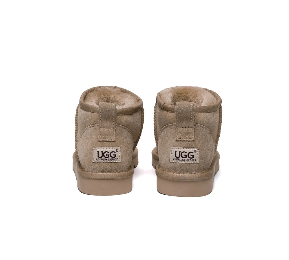 Double Faced Sheepskin Wool Ankle Mini Boots Jade