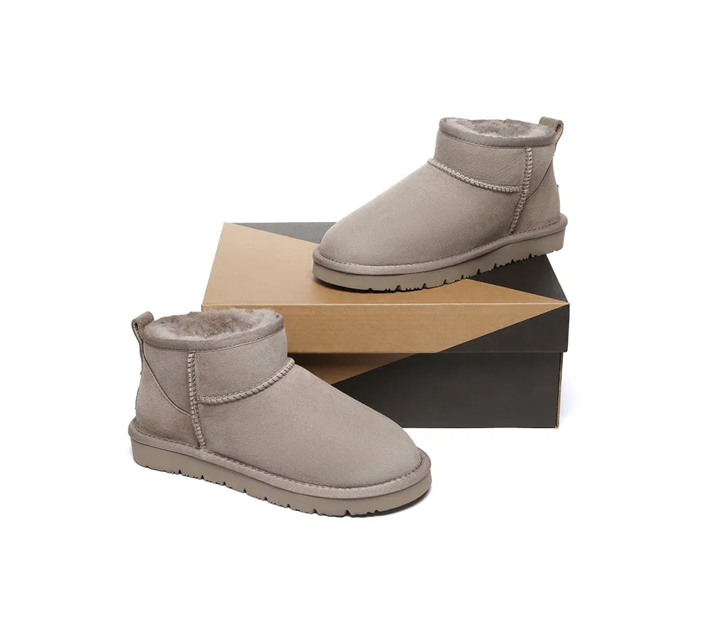 Double Faced Sheepskin Wool Ankle Mini Boots Jade