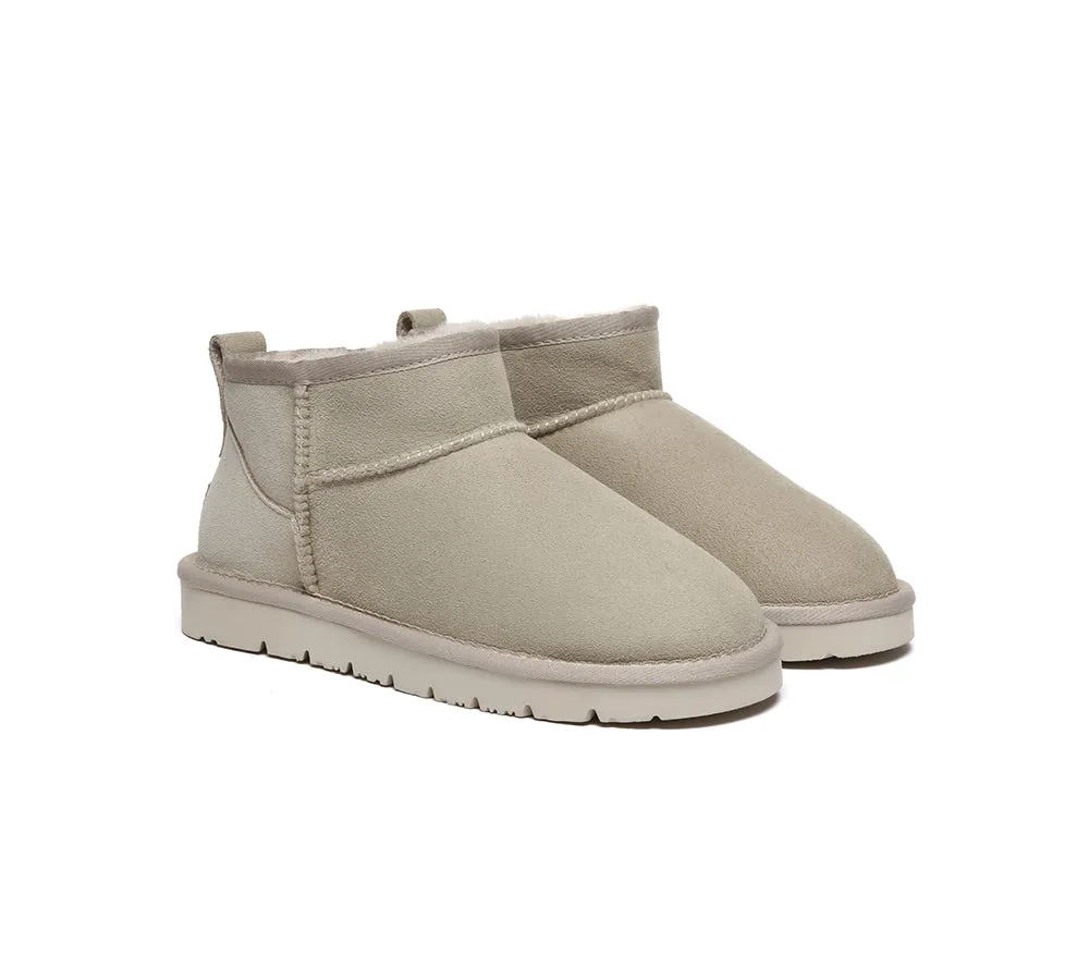 Double Faced Sheepskin Wool Ankle Mini Boots Jade