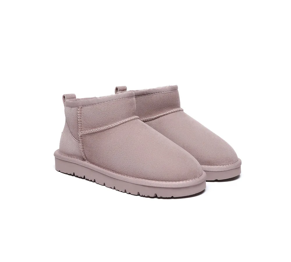 Double Faced Sheepskin Wool Ankle Mini Boots Jade