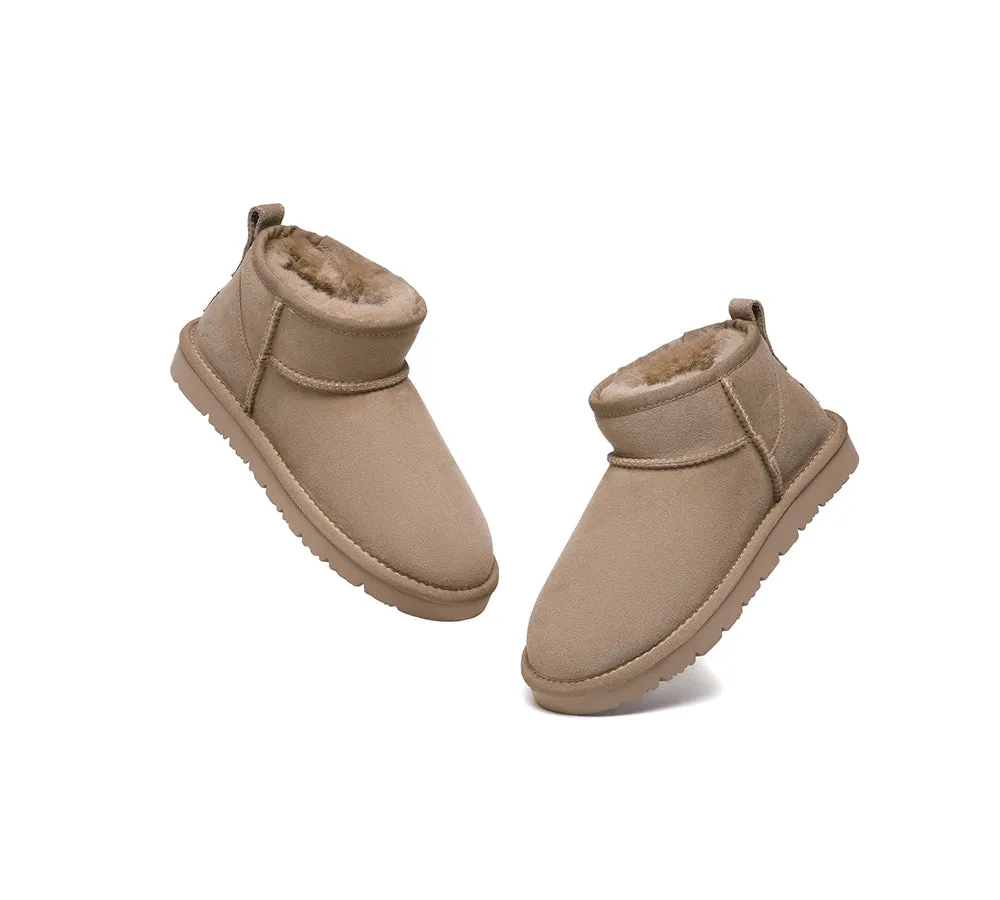 Double Faced Sheepskin Wool Ankle Mini Boots Jade