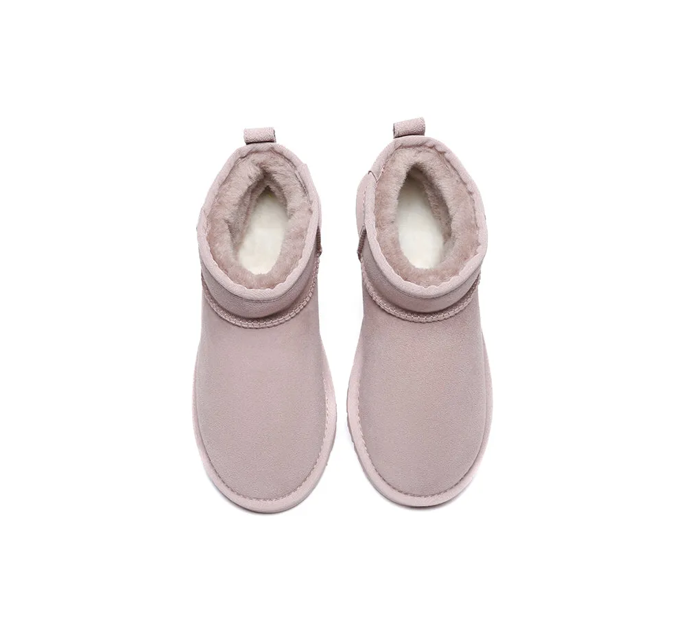 Double Faced Sheepskin Wool Ankle Mini Boots Jade