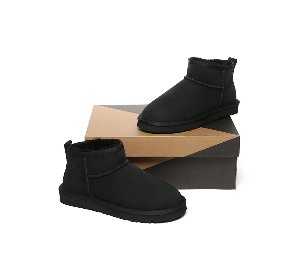 Double Faced Sheepskin Wool Ankle Mini Boots Jade