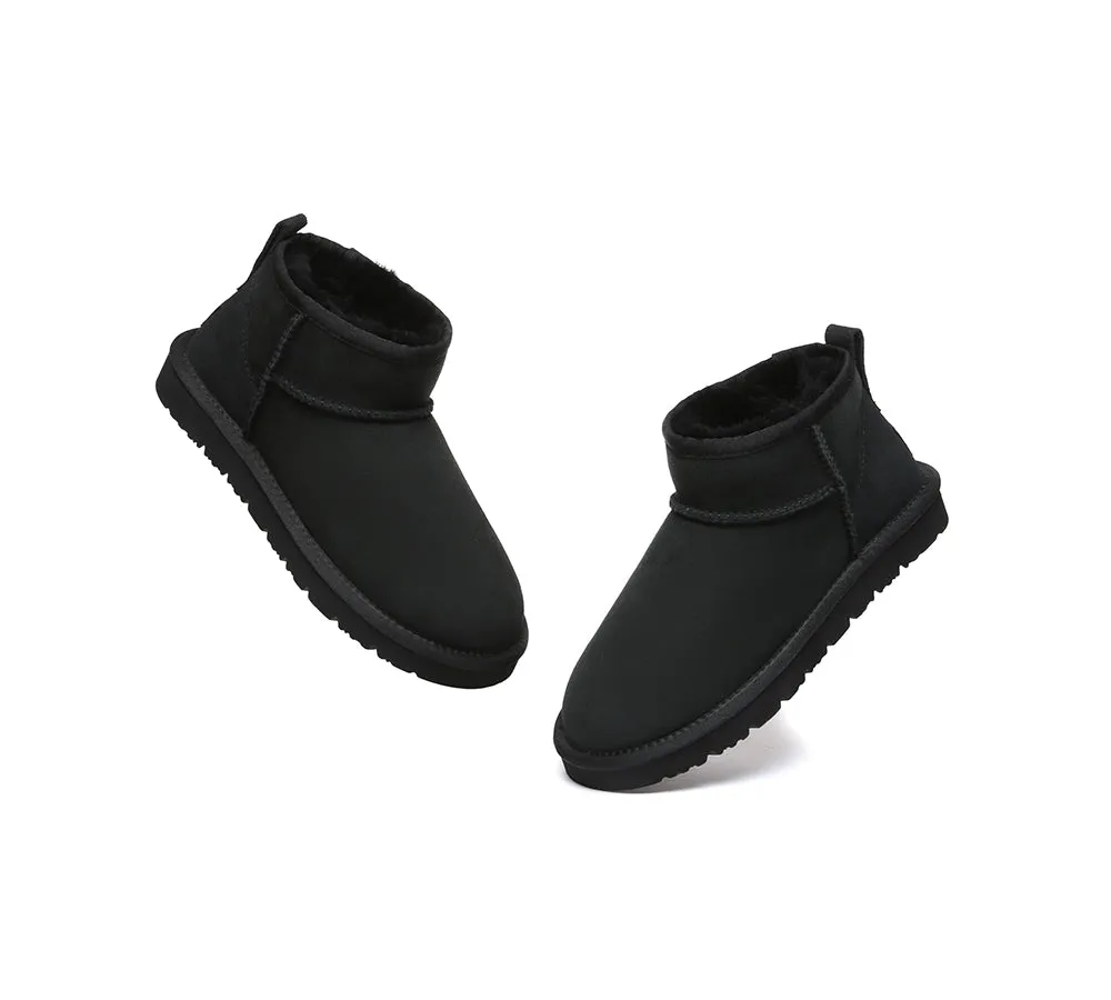 Double Faced Sheepskin Wool Ankle Mini Boots Jade