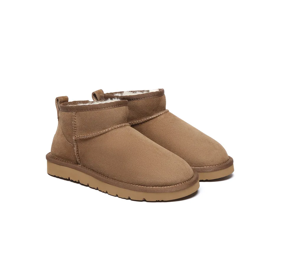 Double Faced Sheepskin Wool Ankle Mini Boots Jade