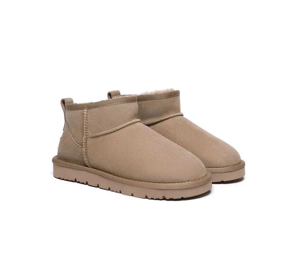 Double Faced Sheepskin Wool Ankle Mini Boots Jade