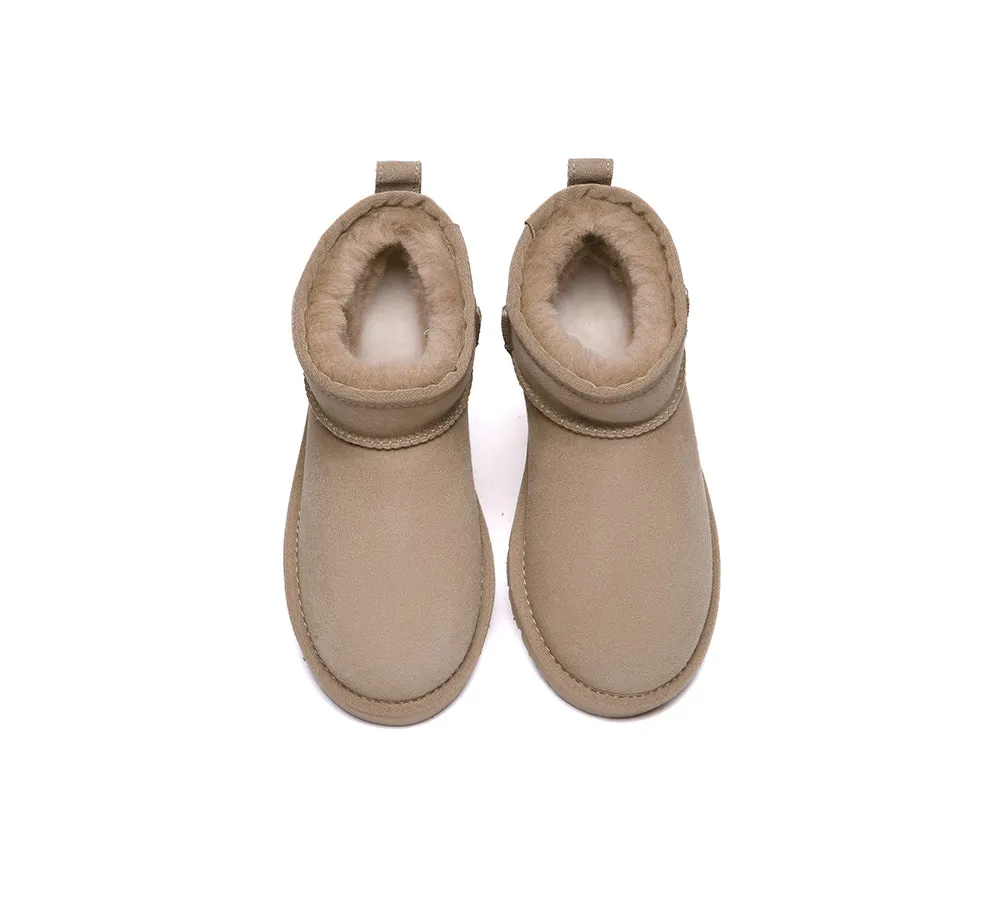 Double Faced Sheepskin Wool Ankle Mini Boots Jade