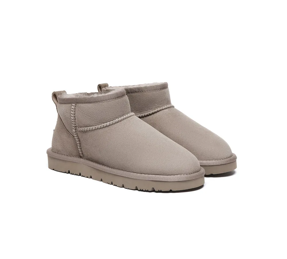 Double Faced Sheepskin Wool Ankle Mini Boots Jade