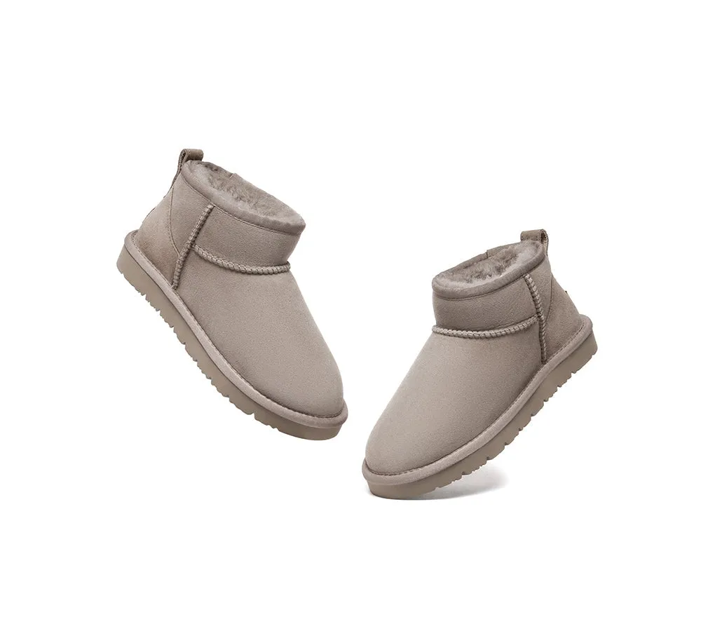 Double Faced Sheepskin Wool Ankle Mini Boots Jade