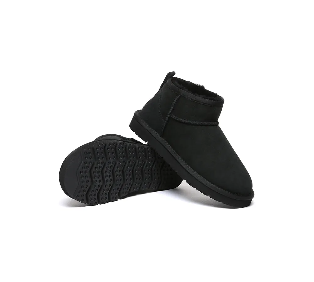 Double Faced Sheepskin Wool Ankle Mini Boots Jade