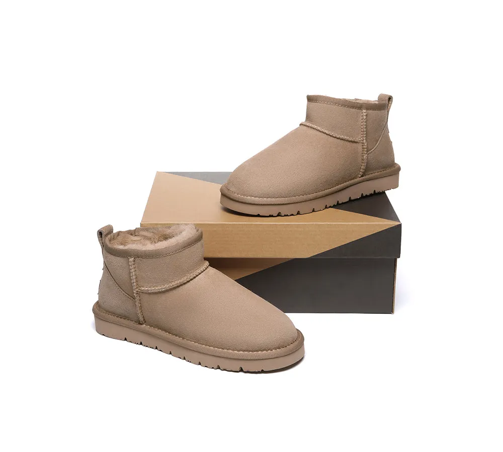 Double Faced Sheepskin Wool Ankle Mini Boots Jade
