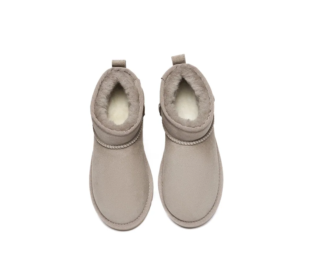 Double Faced Sheepskin Wool Ankle Mini Boots Jade