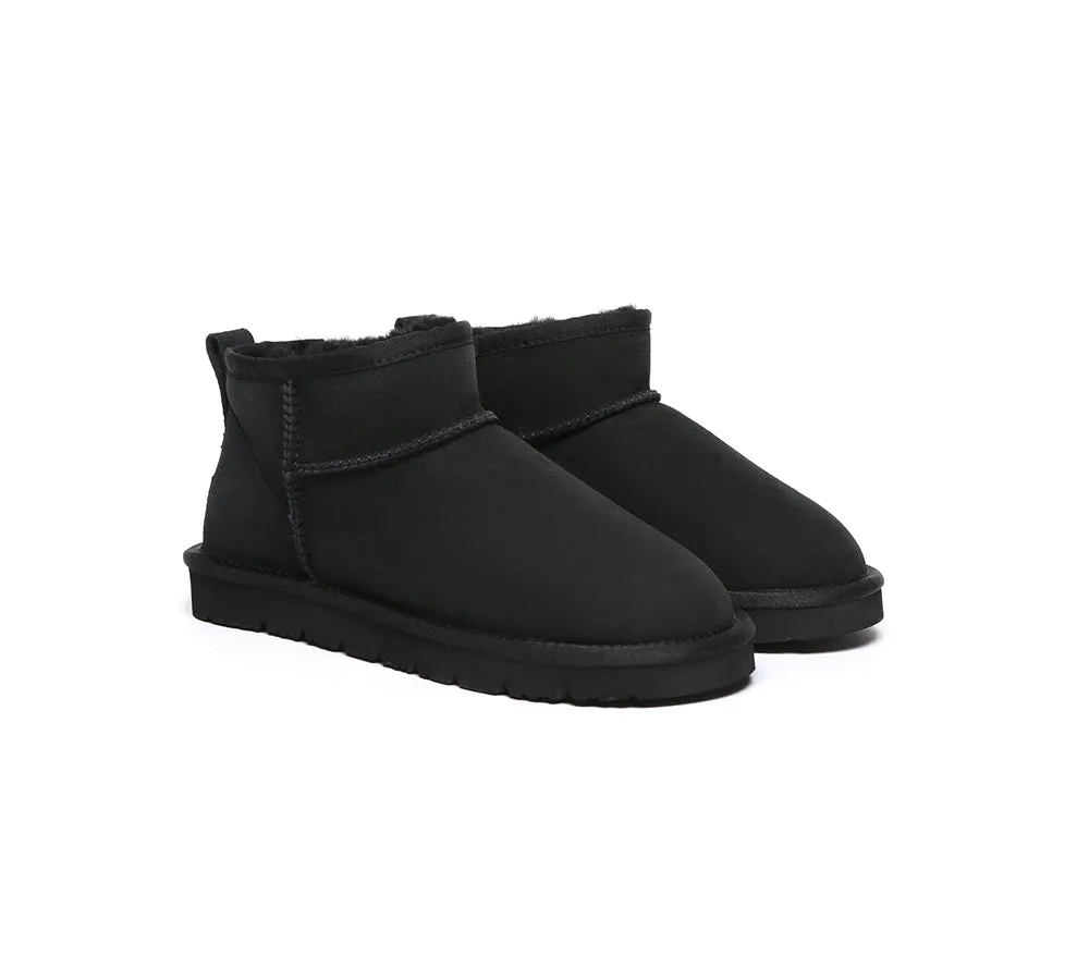 Double Faced Sheepskin Wool Ankle Mini Boots Jade