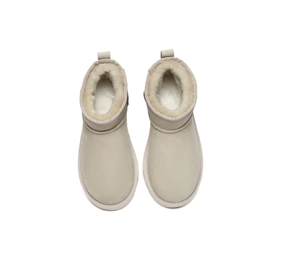 Double Faced Sheepskin Wool Ankle Mini Boots Jade