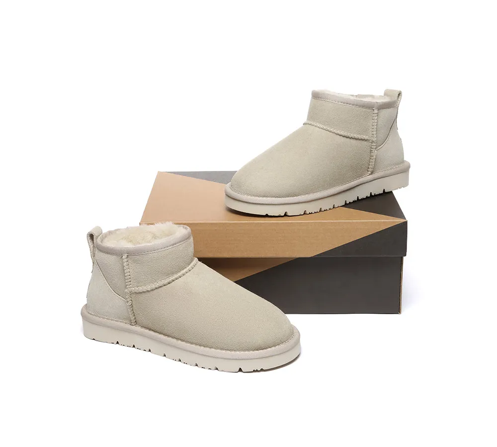 Double Faced Sheepskin Wool Ankle Mini Boots Jade