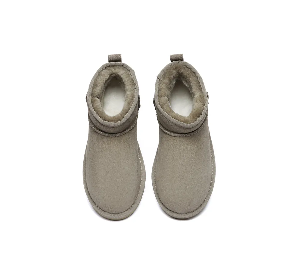 Double Faced Sheepskin Wool Ankle Mini Boots Jade