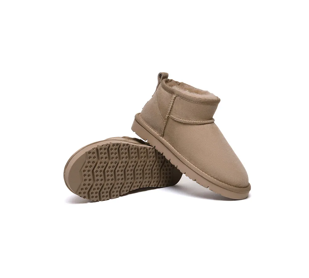 Double Faced Sheepskin Wool Ankle Mini Boots Jade