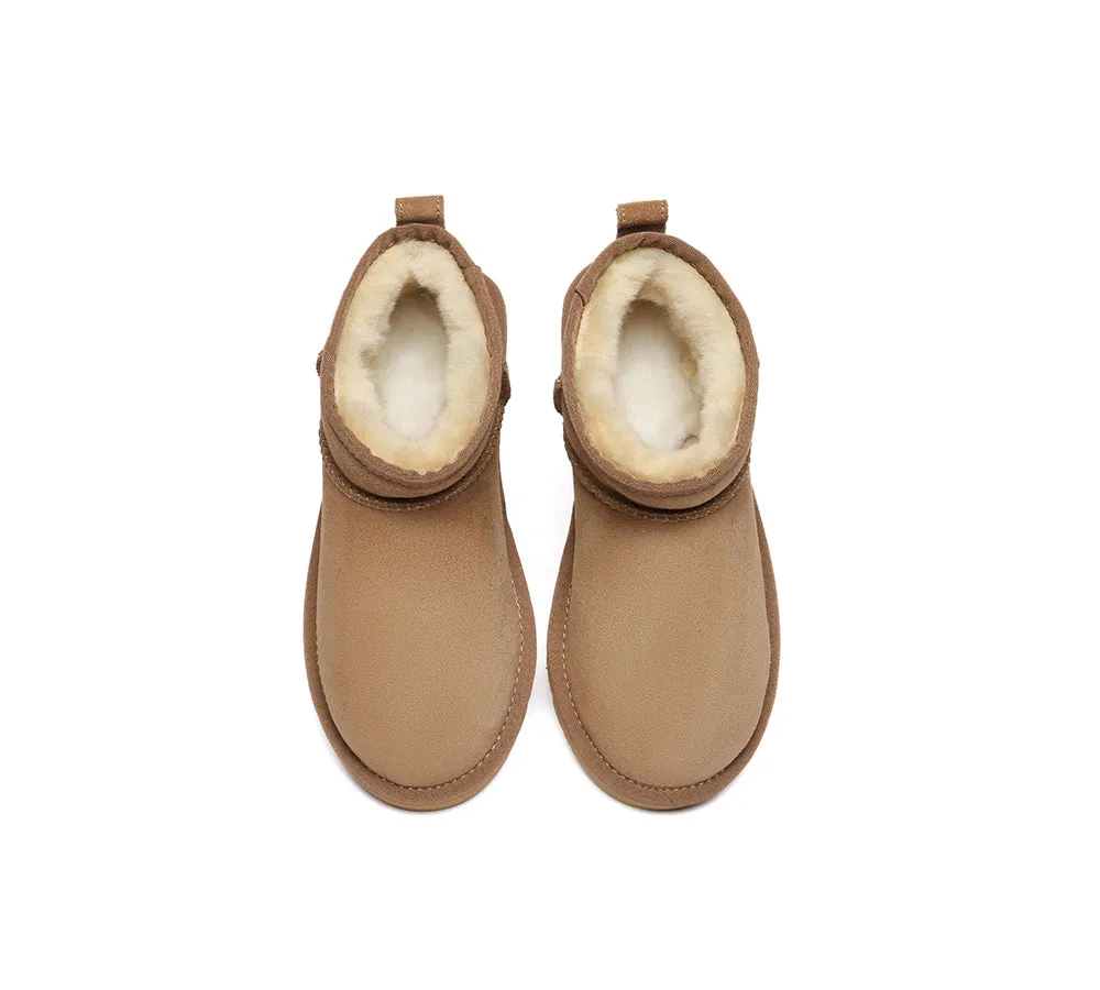 Double Faced Sheepskin Wool Ankle Mini Boots Jade