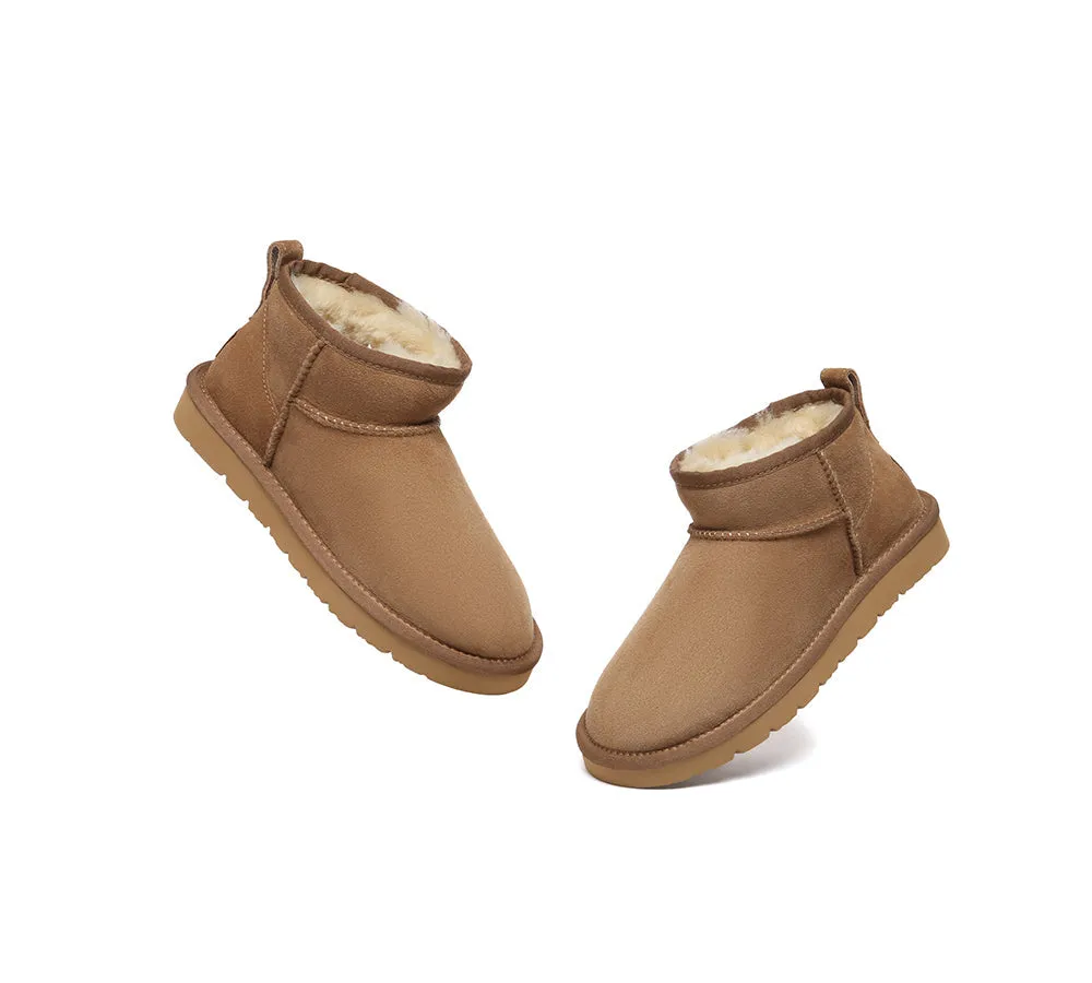 Double Faced Sheepskin Wool Ankle Mini Boots Jade