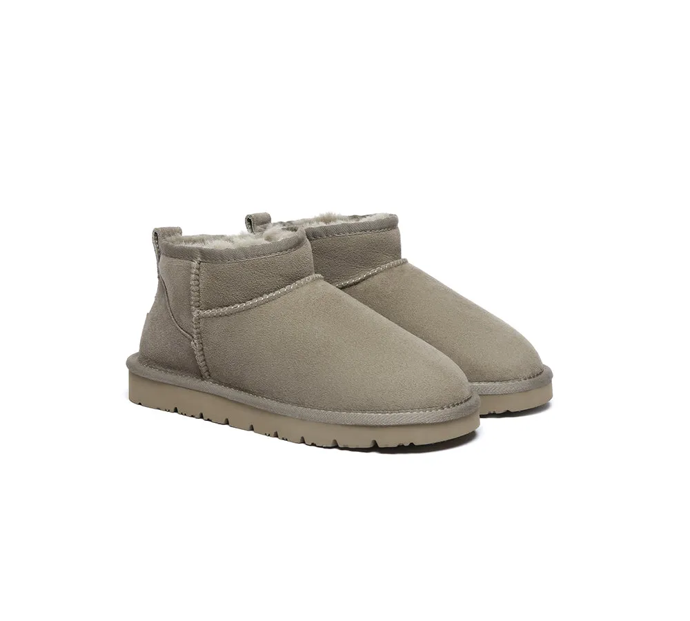 Double Faced Sheepskin Wool Ankle Mini Boots Jade