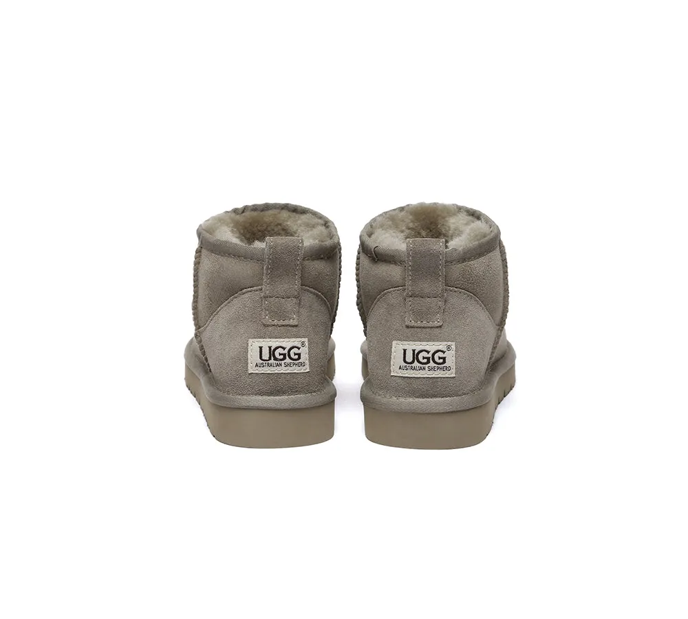 Double Faced Sheepskin Wool Ankle Mini Boots Jade